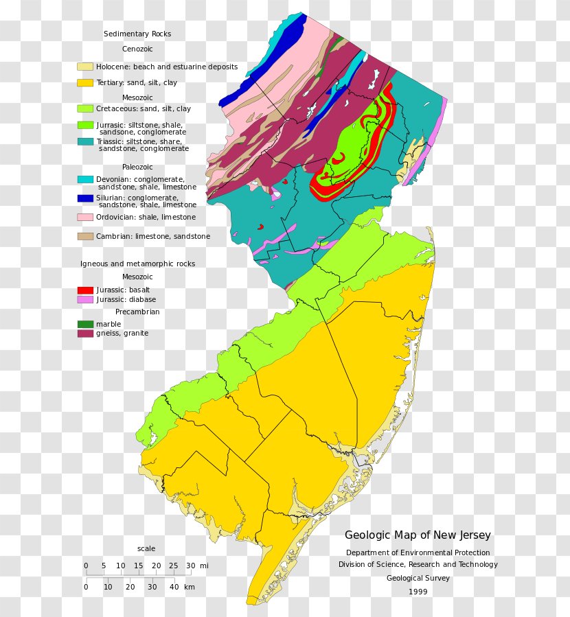 New Jersey Atlantic Coastal Plain Landform Map Geology - Physiographic Regions Of The World Transparent PNG