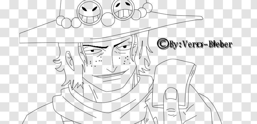 Line Art Drawing Portgas D. Ace Sketch - Frame - Fire Fist Transparent PNG