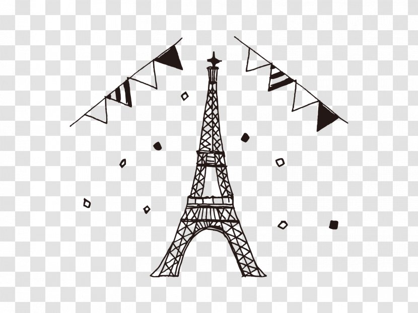 Eiffel Tower Illustration Graphics Image Text - New Year Card Transparent PNG
