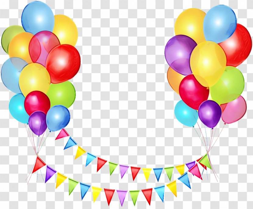 Balloon Party Supply - Watercolor Transparent PNG