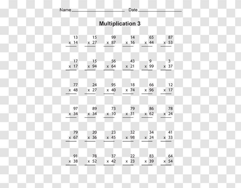 Multiplication Table Worksheet Mathematics The Times Tables - Watercolor Transparent PNG