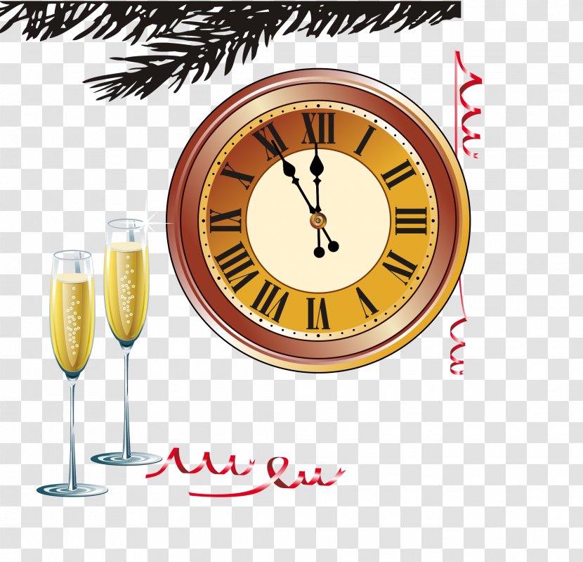 Champagne Clock Clip Art - Alarm - And Vector Transparent PNG