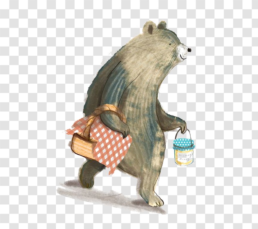 Bear Illustration - Frame - Carrying A Basket Of Bears Transparent PNG
