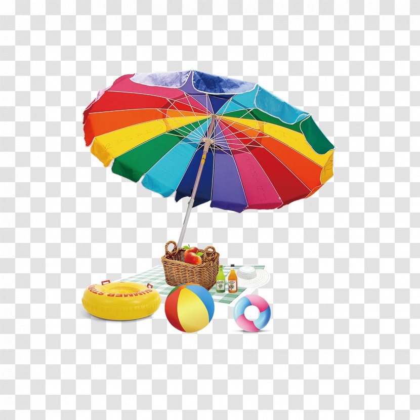 Beach Summer Illustration - Umbrella - Parasol Transparent PNG