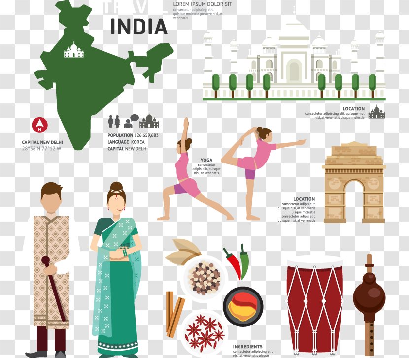 India Royalty-free Illustration - Text - Flat TourismIndia Transparent PNG