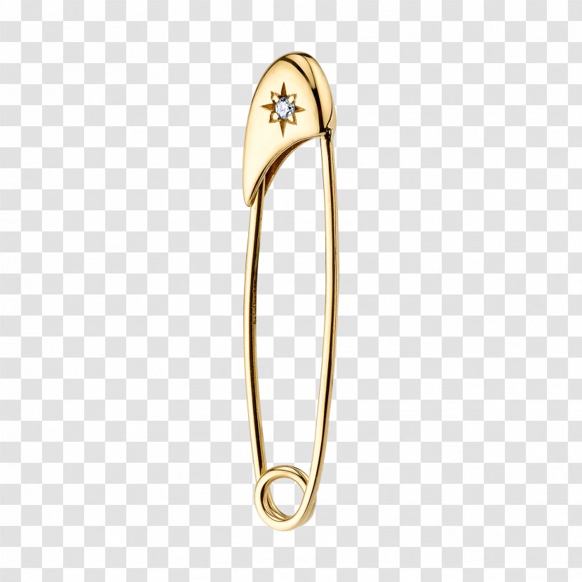 Earring Safety Pin Jewellery Colored Gold - Diamond Star Transparent PNG