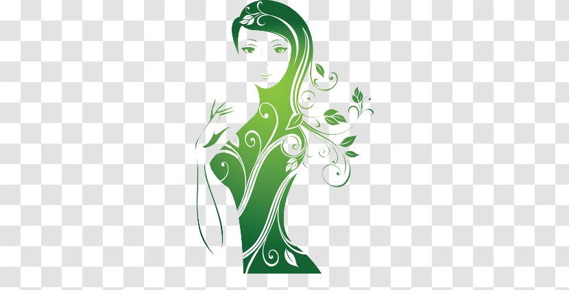 Graphic Design Woman Drawing Illustration - Flower - Green Line For Women Transparent PNG
