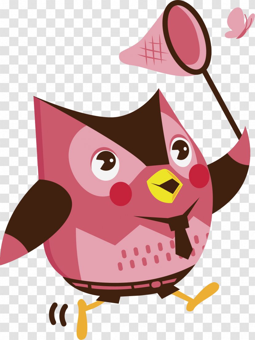 Illustration - Template - Pink Owl Vector Transparent PNG