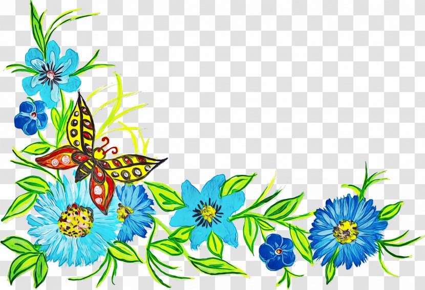 Watercolor Butterfly Background - Paint - Herbaceous Plant Wildflower Transparent PNG