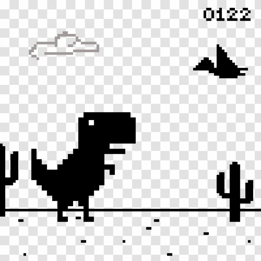 Tyrannosaurus Google Chrome T-Rex Runner Dinosaur - Black And White Transparent PNG