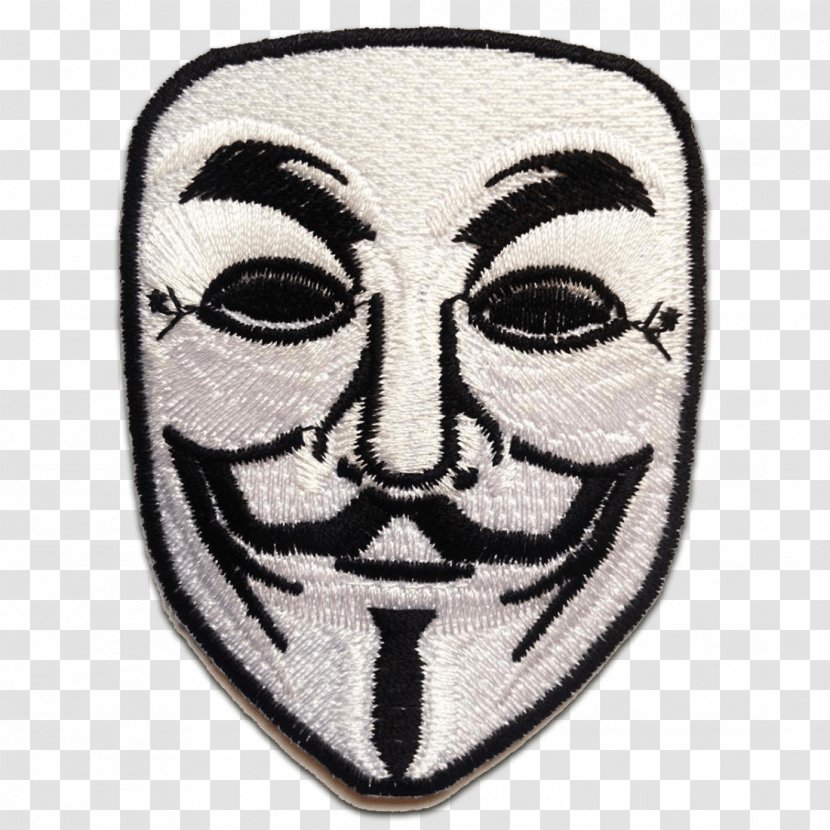 Embroidered Patch Guy Fawkes Mask Iron-on Anonymous Amazon.com - Sewing - V For Vendetta Transparent PNG