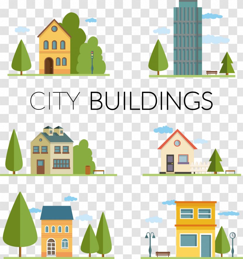 The Architecture Of City Building Drawing Illustration - Residential Area - Vector Transparent PNG