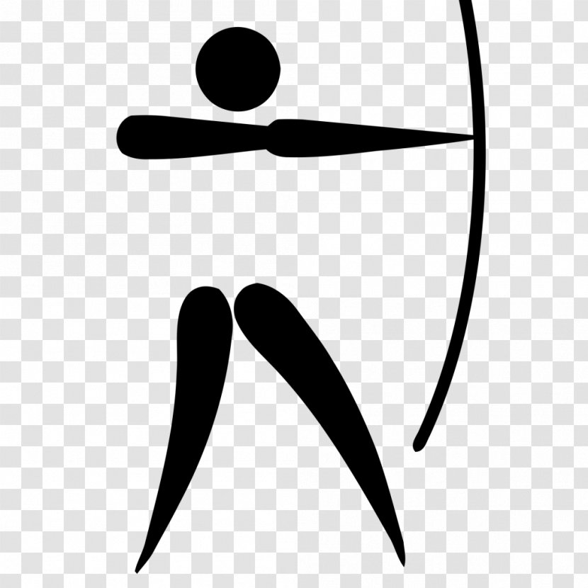 Summer Olympic Games Archery Pictogram Bow And Arrow Clip Art - Black - L Vector Transparent PNG