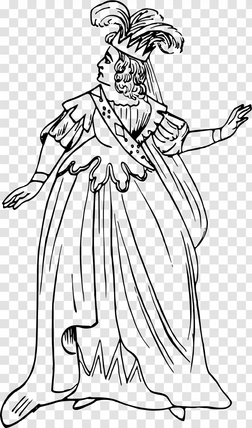 Line Art Middle Ages Clip - Cartoon - Clothing Transparent PNG