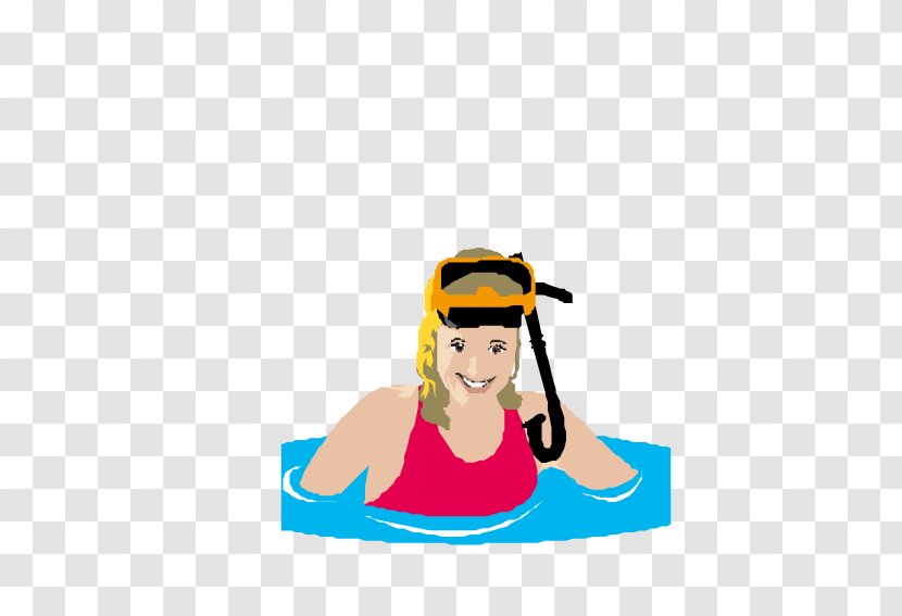 Swimming Underwater Diving Illustration - Flower - Woman With Goggles Transparent PNG