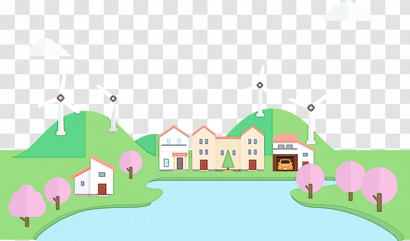 Suburb Real Estate Green Cartoon Meter Transparent PNG