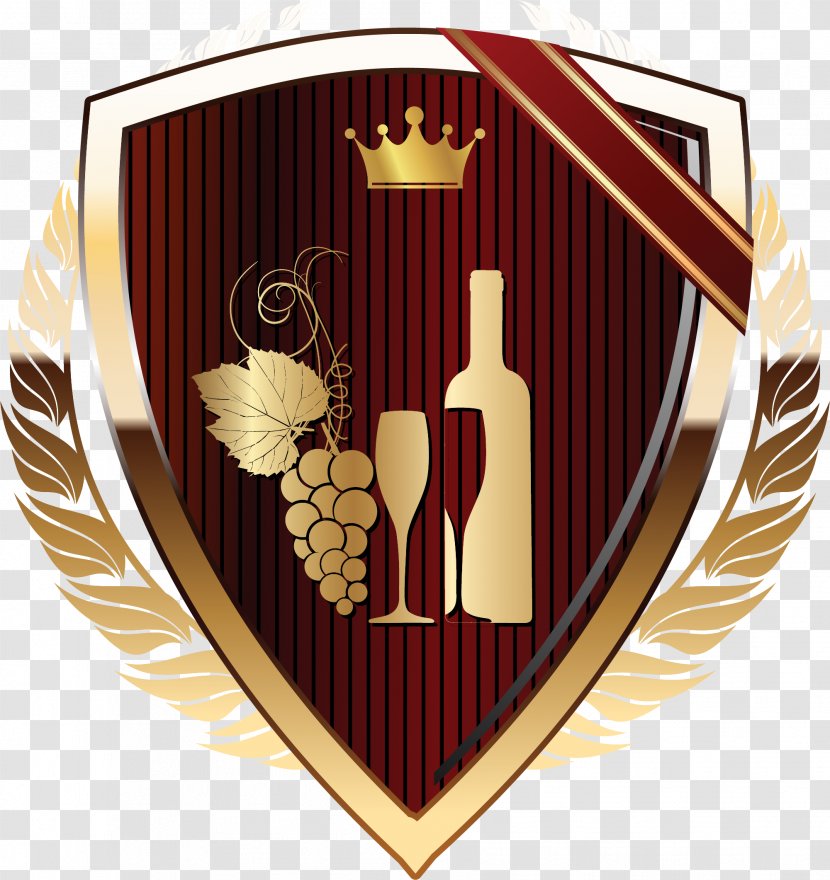 Red Wine - Illustrator - Hand Painted Gold Grape Crown Transparent PNG