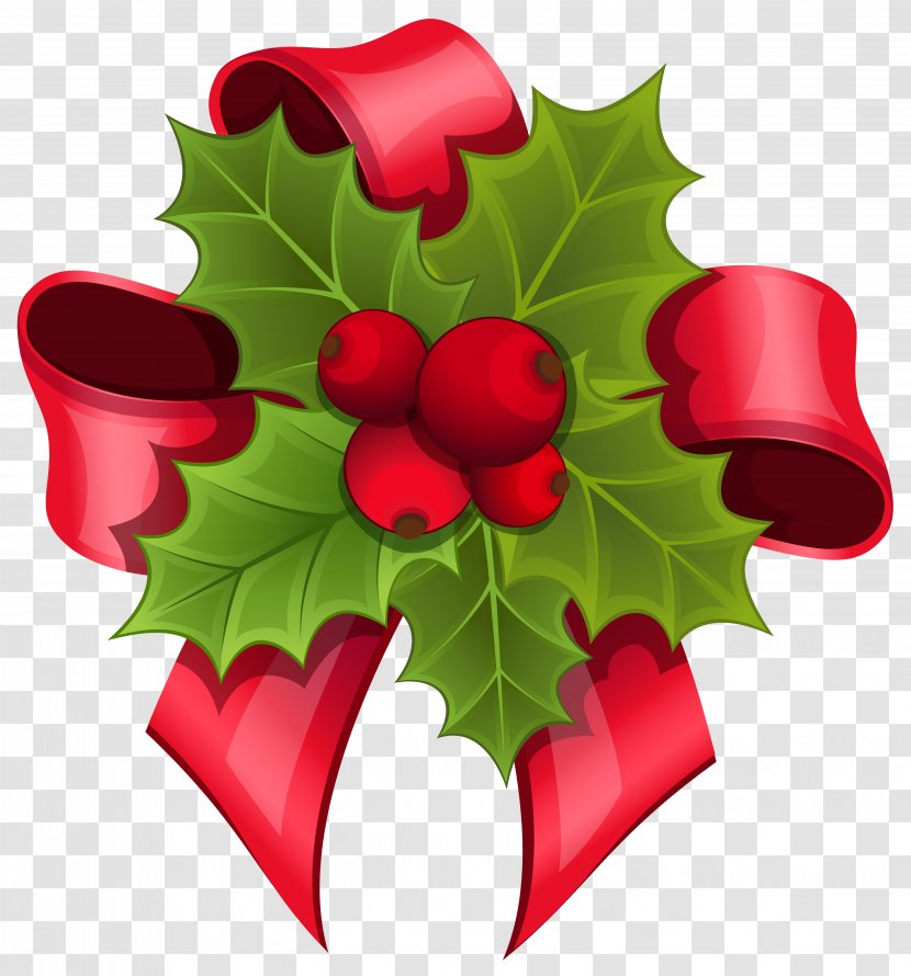Christmas Stockings Holly Mistletoe Tree Clip Art - Gift - Bow Transparent PNG