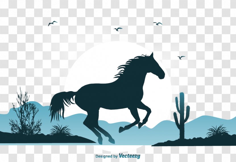 Mustang Pony Wild Horse Illustration - Canter And Gallop - Cactus Transparent PNG