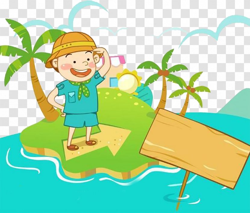 Cartoon Illustration - Organism - The Island In Sea Transparent PNG