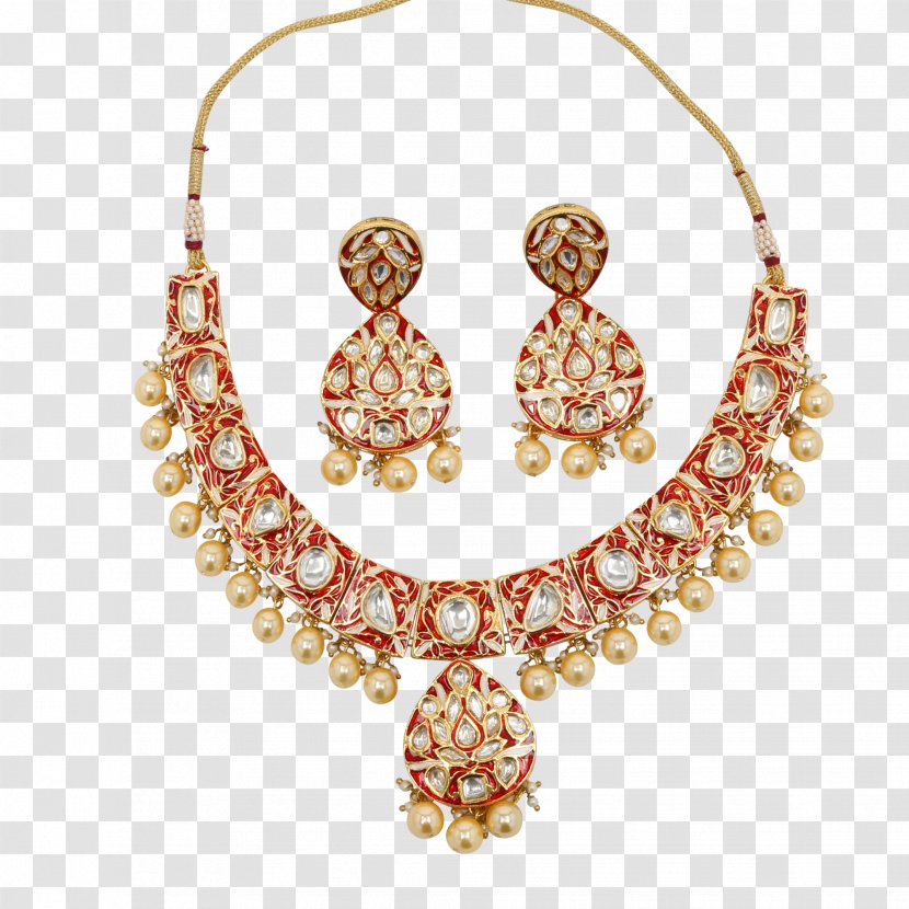 Pearl Earring Kundan Necklace Gold - Jewellery Sets Transparent PNG