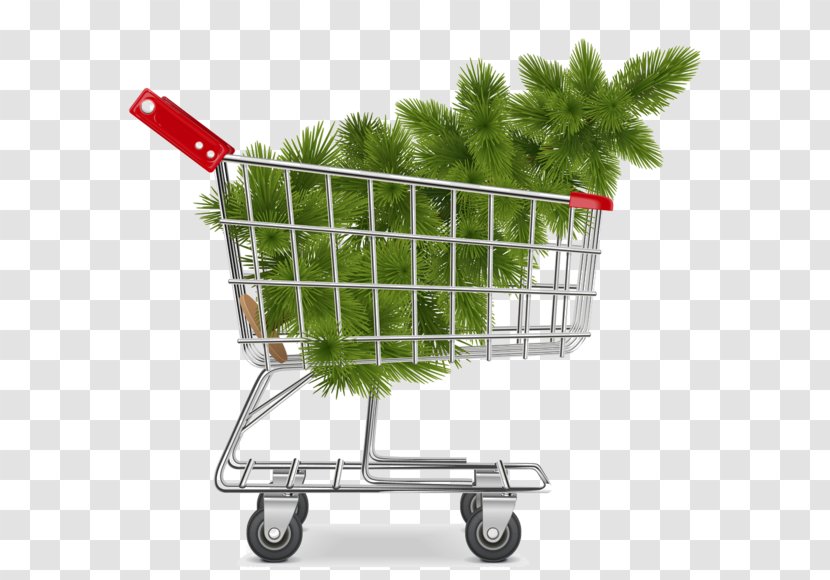 Christmas Tree Illustration - Royaltyfree - Shopping Cart Transparent PNG