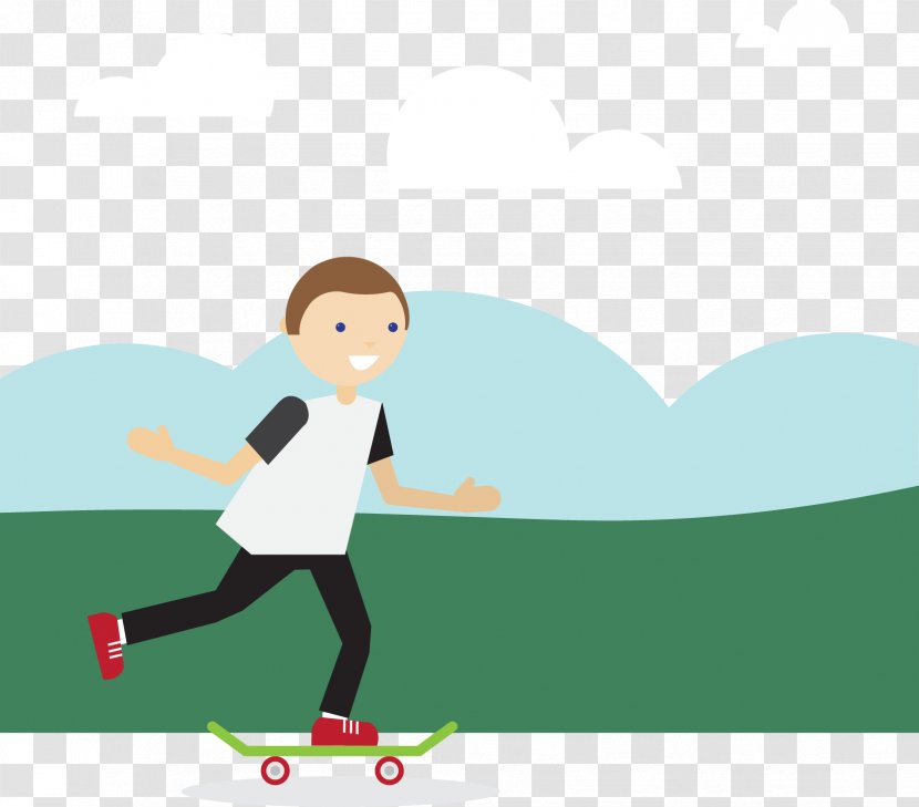 Skateboard Clip Art - Watercolor - Vector Boy Skateboarding Transparent PNG