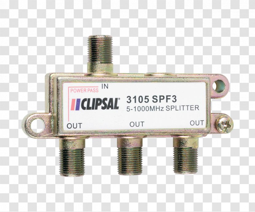 Electronic Component Clipsal 3105SPF3 Splitter 3-Way F Terrestial 1 Jaguar F-Type 3 Way 1GHz - Electronics Accessory - Wall Power Transparent PNG