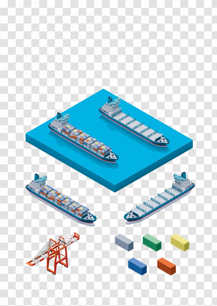 Container Port Ship Crane - 3D Three-dimensional Vector Material Cargo Pier Transparent PNG