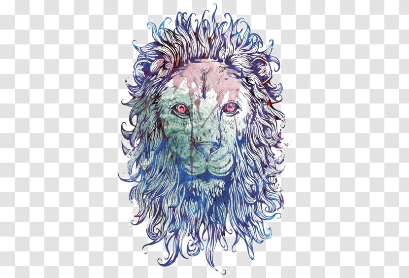 T-shirt Design By Humans Crew Neck - Printing - Lions Head Transparent PNG