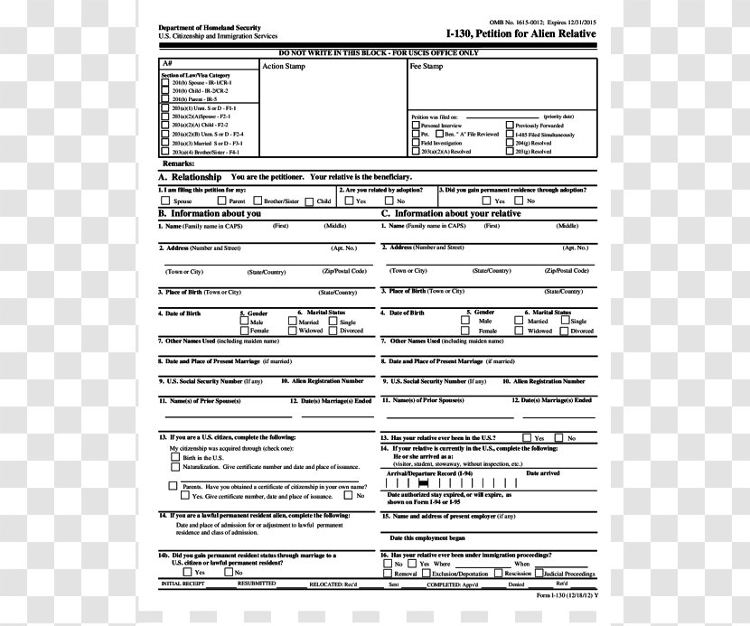 Document White Line Form I-130 Transparent PNG