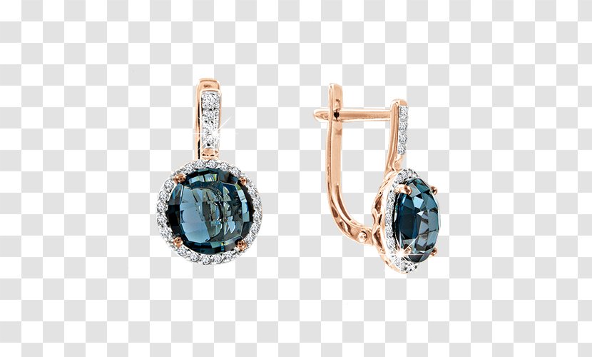 Earring Topaz Brilliant Gold Sapphire - Turquoise Transparent PNG