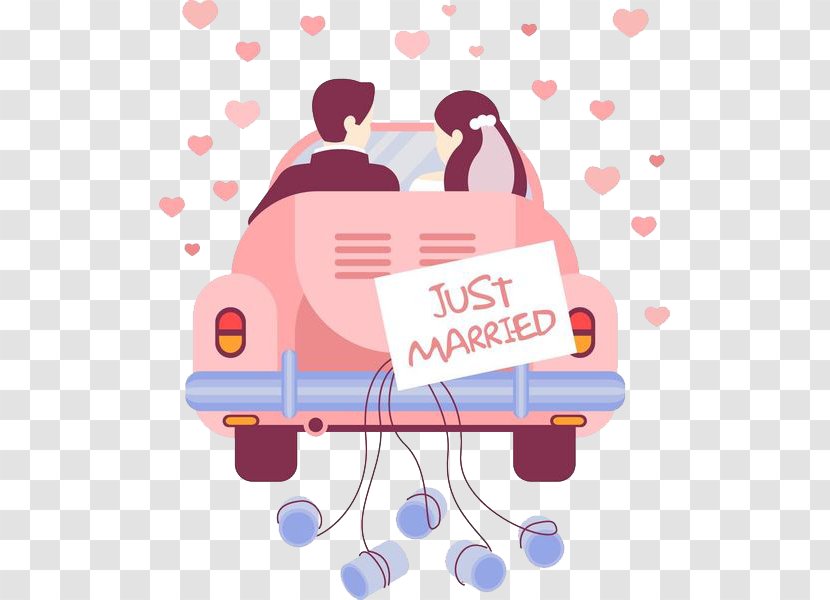 Marriage Royalty-free Clip Art - Just Married - The Bride And Groom Wedding Car Transparent PNG