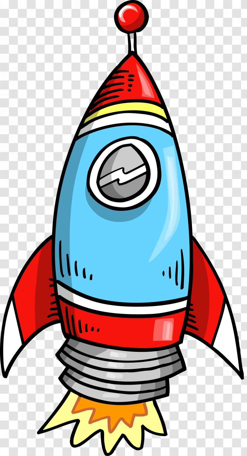 Q-version Rocket Cartoon Clip Art - Vehicle - Vector Red And Blue Transparent PNG