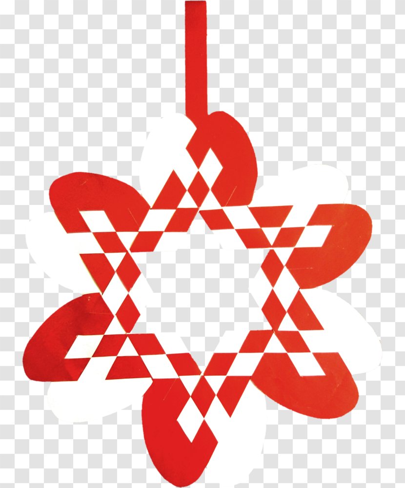 Paper Christmas Ornament Pleated Hearts Froebel Star - Red Transparent PNG