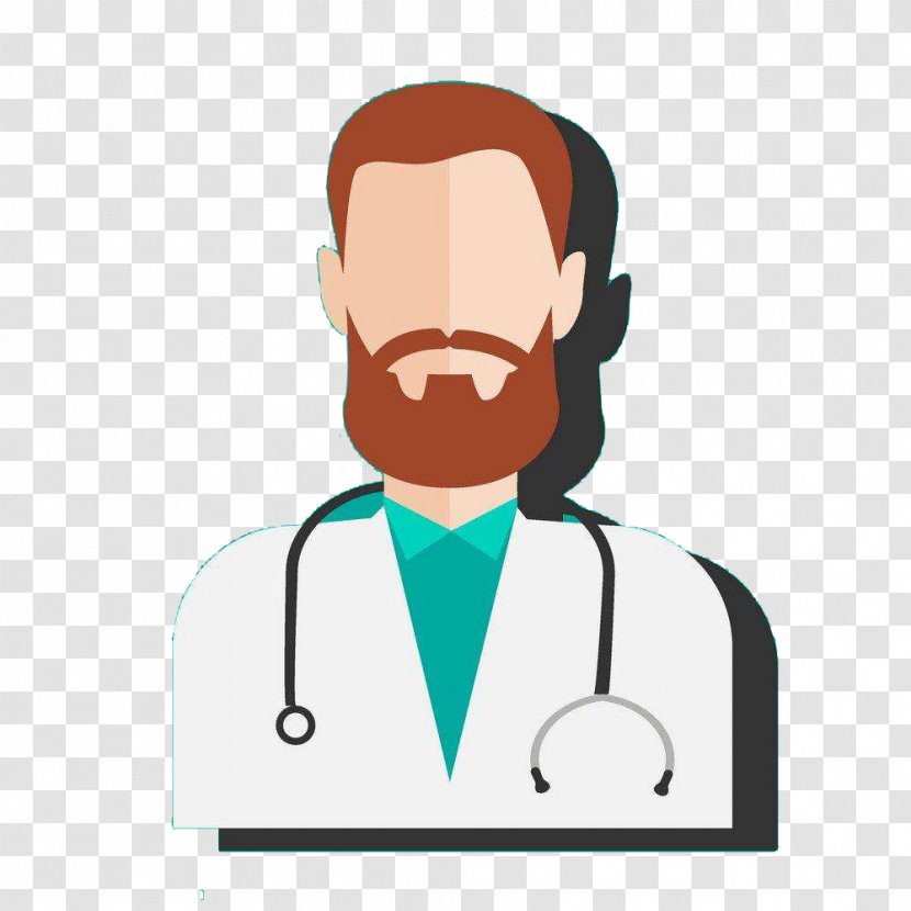 Physician Cartoon Health Care Illustration - Communication - Big Beard Doctor Transparent PNG