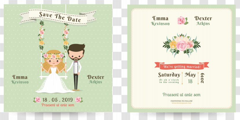 Wedding Invitation Bridegroom - Save The Date - Cartoon Design Transparent PNG