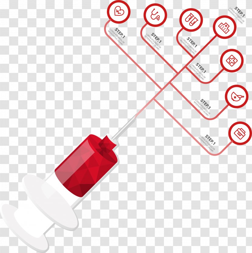 Syringe Red Hypodermic Needle Sewing - Cylinder - Label Transparent PNG
