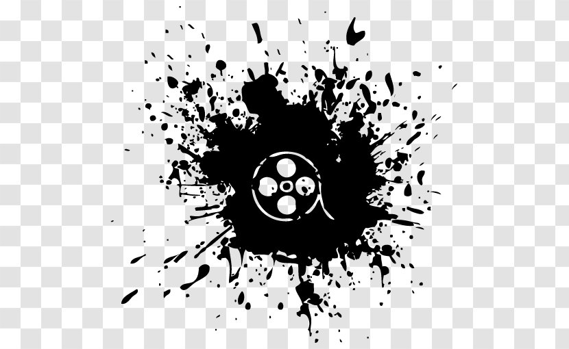 Painting Black And White Splatter Film Art - Silhouette Transparent PNG