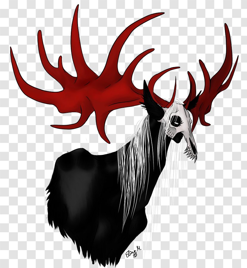 Reindeer Horse Illustration Mammal Demon - Sticker Transparent PNG