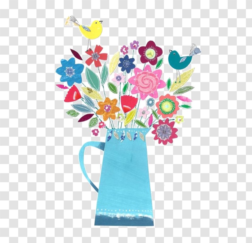 Birthday Floral Design Vase - Happy To You - Cartoon Hand Painted In The Of Flowers Transparent PNG