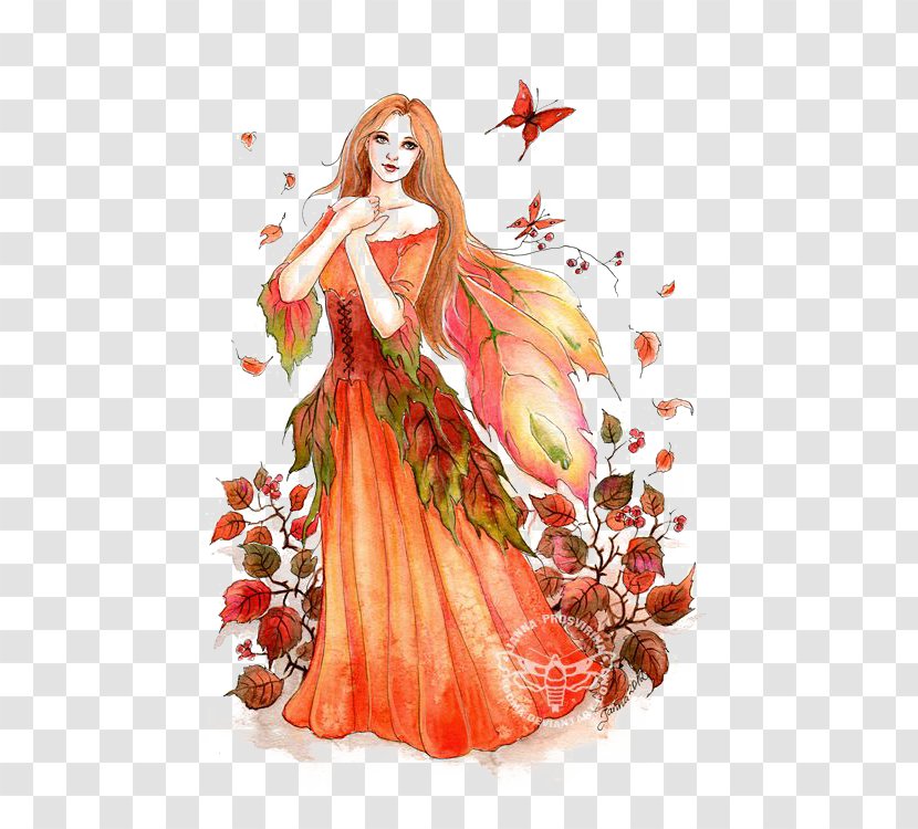 Autumn Fairy Illustration - Frame - Beautiful Transparent PNG