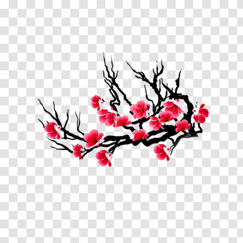 Cherry Blossom Calligraphy Photography Illustration - Shutterstock - Red Plum Transparent PNG