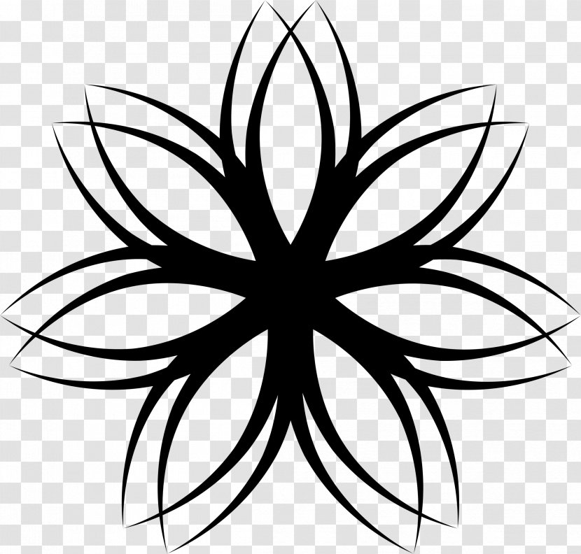 Line Art Flower Clip - Display Resolution - Black Transparent PNG