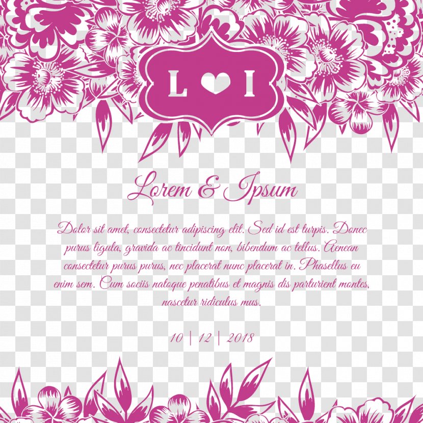 Wedding Invitation Marriage Convite - Pink - Pattern Vector Transparent PNG