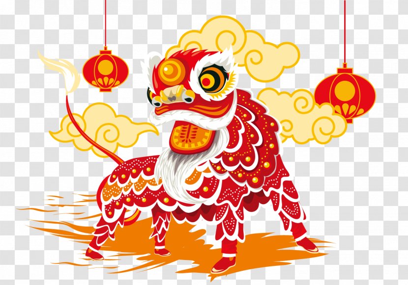 Lion Dance Chinese New Year Calendar - Bird - Vector Red Transparent PNG