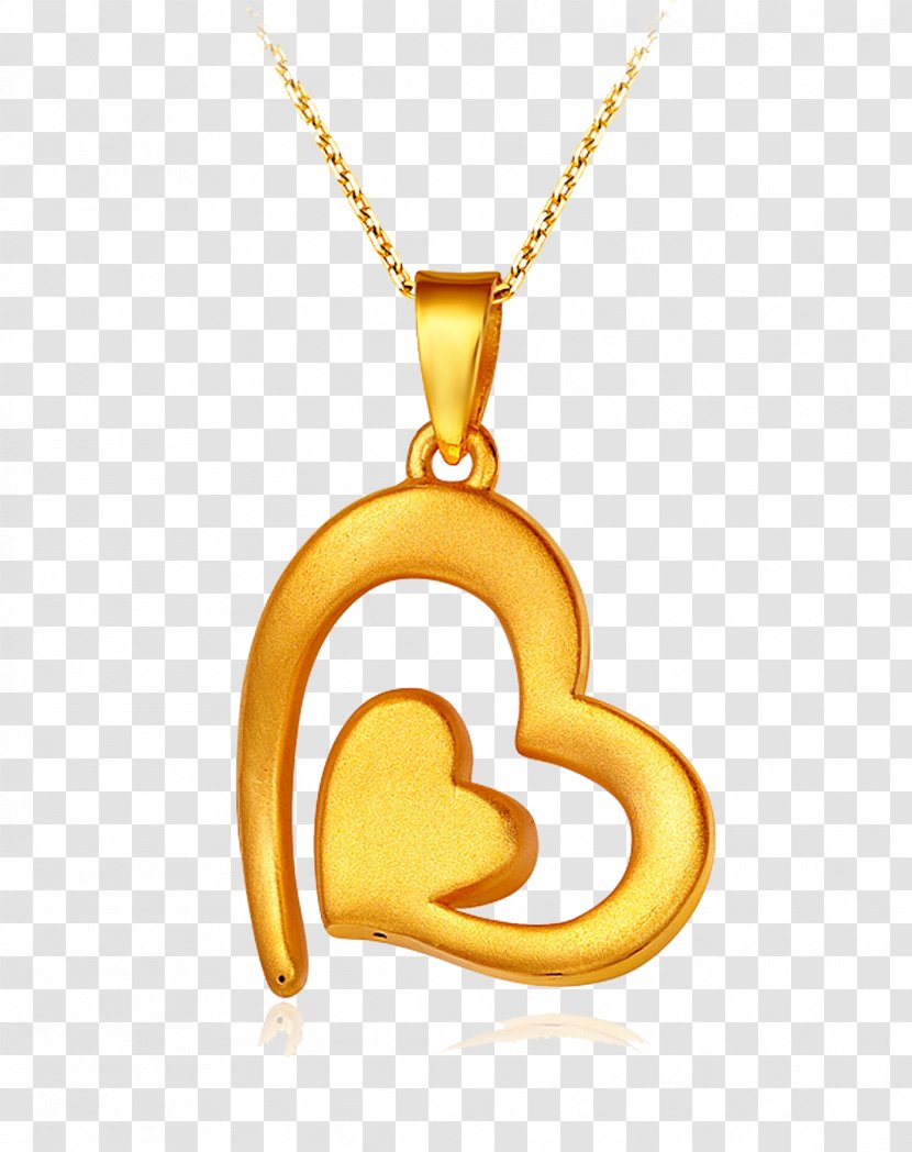 Locket Gold Necklace - Double Heart Pendant Transparent PNG