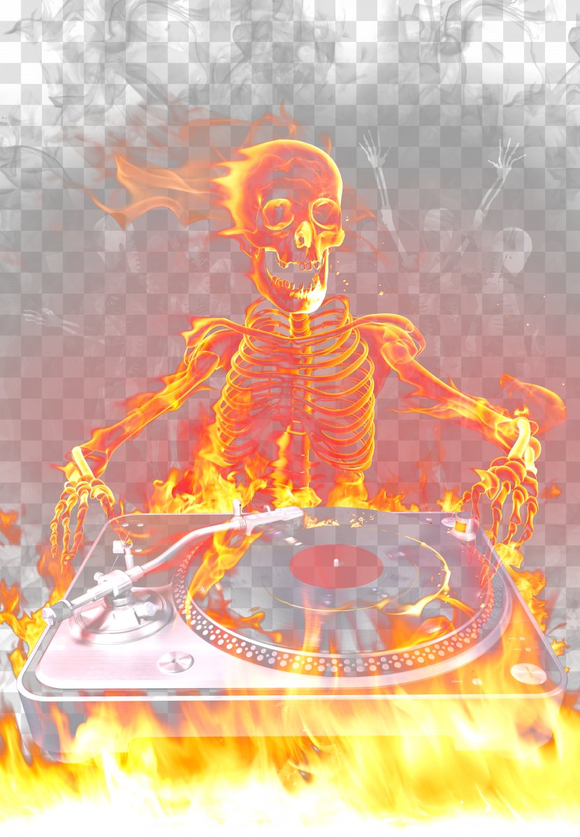 Disc Jockey Flame - Frame - Cranial Skeleton Man Chef Transparent PNG