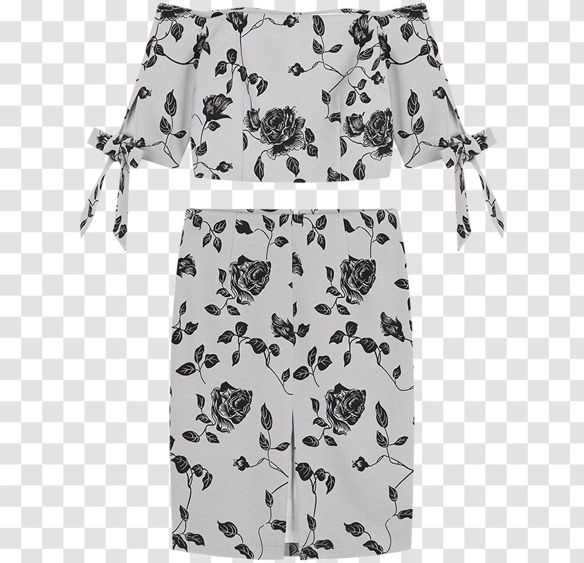Skirt Dress Designer - White - Black Floral Two-piece Transparent PNG