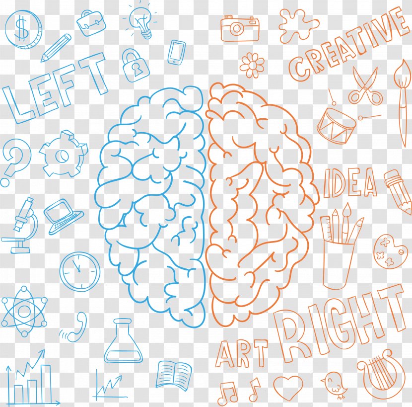 Lateralization Of Brain Function Drawing Human Cerebral Hemisphere - Heart - Intellectual Development The Left And Right Transparent PNG